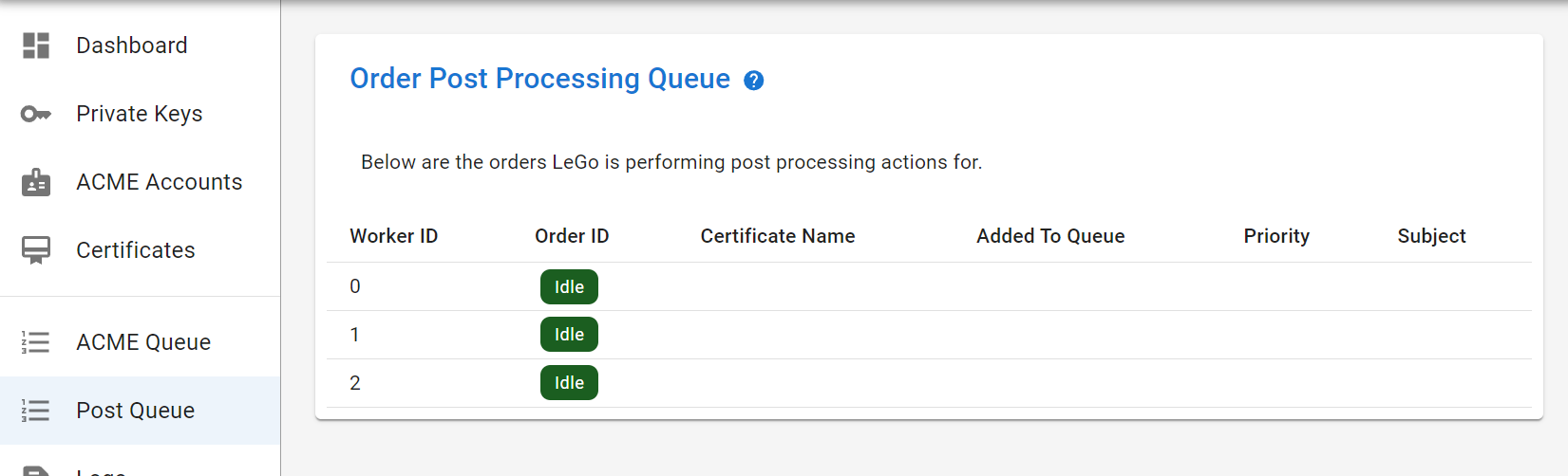 Order Queue Page