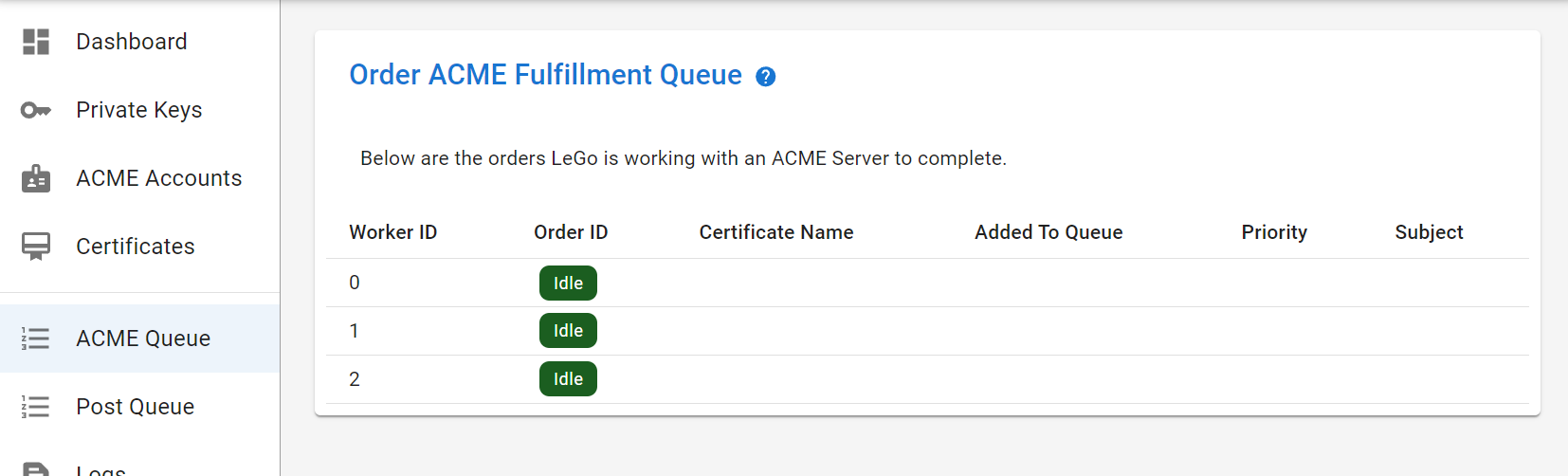 Order Queue Page